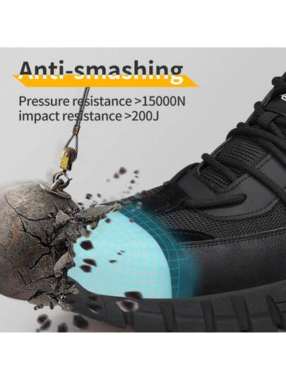 GUYISA أحذية السلامة المنخفضة القص، السلسلة السوداء للتنزه، مقاومة للثقب، معزولة 10 كيلو فولت، طرف قدم مغلق من الصلب، ناعمة ومريحة، أحذية عمل عصرية للجميع المواسم