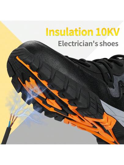 GUYISA أحذية السلامة المنخفضة القص، السلسلة السوداء للتنزه، مقاومة للثقب، معزولة 10 كيلو فولت، طرف قدم مغلق من الصلب، ناعمة ومريحة، أحذية عمل عصرية للجميع المواسم