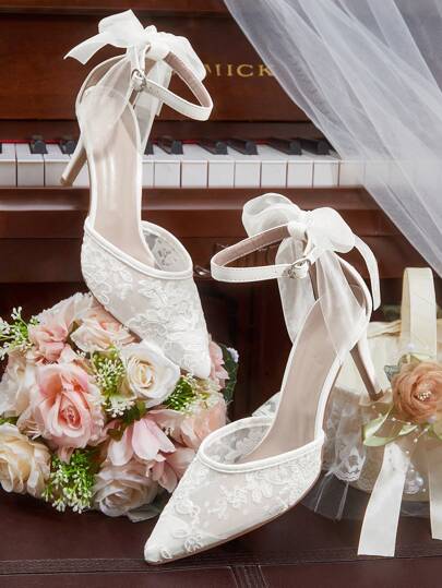 CUCCOO HITCHD أحذية نسائية ذات كعب عالي انيقة مفتوحة الأصابع مزينة بالدانتيل والفراشات، مناسبة لحفلات الزفاف وذات تهوية جيدة