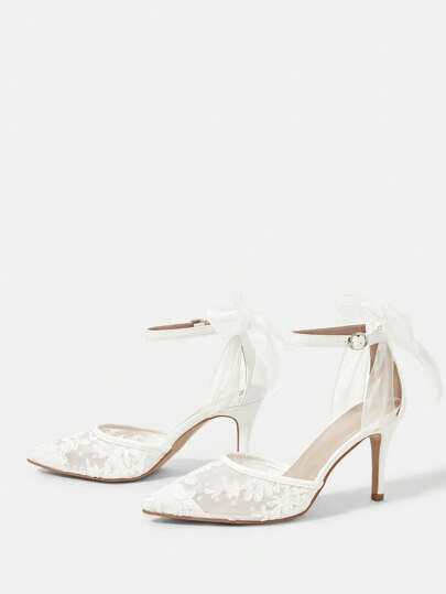 CUCCOO HITCHD أحذية نسائية ذات كعب عالي انيقة مفتوحة الأصابع مزينة بالدانتيل والفراشات، مناسبة لحفلات الزفاف وذات تهوية جيدة