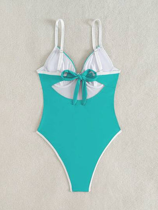 مايوه حريمي قطعة واحدة Swim Basics بدلة سباحة قطعة واحدة ذات لون بني داكن محشو مع أربطة قابلة للتعديل، مناسبة لارتداء على الشاطئ للنساء