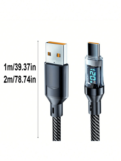 كابل من USB A إلى Type-C بشحن سريع 120 واط ، مع شاشة عرض رقمية LED، كابل ثنائي من النوع Type-C، مزامنة بيانات، وتزويد الطاقة USB، تيار عالي 6 أمبير، متوافق مع Xiaomi POCO، هدية رائعة ليوم الأم، عيد الميلاد، العودة إلى المدرسة
