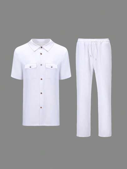 مجموعة من قطعتين لرجال: داشيكي، بنطال ذو خصر مرن، وقميص كلاسيكي بأكمام قصيرة وجيب باللون الصلب، ملابس إفريقية،مجموعة قصيرة الأكمام وبنطال طويل للرجال، للارتداء اليومي، حفلات، حفلات الزفاف، المناسبات الثقافية، والاحتفالات التقليدية.