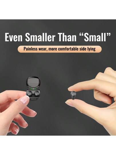 سماعات أذن لاسلكية مدمجة بأداة تحكم باللمس ، سماعات رأس لاسلكية صغيرة ، صوت استريو عالي الجودة ، علبة شحن بمؤشر LED ، مع ميكروفون مدمج ،مناسبة للرياضة والعمل والسفر والنوم