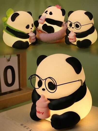 قطعة واحدة من ليلة القمر بشكل كائن باندا، زينة باندا جميلة لغرفة المعيشة، غرفة النوم، هدية ديكور مثالية للمكتب، مصباح المكتب