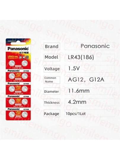 Panasonic من 10 إلى 50 قطعة بطاريات زر باناسونيك 1.5 فولت AG12 LR43 SR43 186 386 LR1142 AG 12 للساعات والألعاب والأجهزة عن بعد