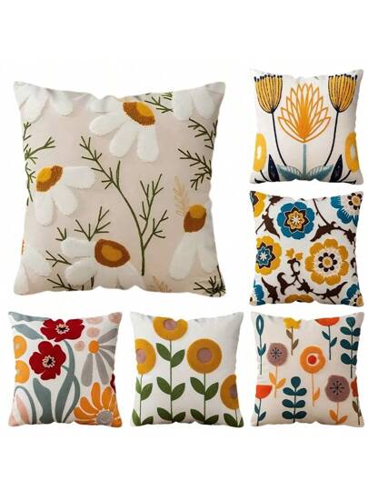 MEMNUN قطعة واحدة ، غطاء وسادة مطبوع بطراز بوهيمي - قابل للغسل في الغسالة ، غطاء وسادة مغلق بسحاب ذو تصميم أزهار صيفية ، 17.7 * 17.7 بوصة ، أغطية وسادات ديكورية للكنب أو السرير في غرفة المعيشة أو غرفة النوم (بدون حشو)
