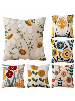 MEMNUN قطعة واحدة ، غطاء وسادة مطبوع بطراز بوهيمي - قابل للغسل في الغسالة ، غطاء وسادة مغلق بسحاب ذو تصميم أزهار صيفية ، 17.7 * 17.7 بوصة ، أغطية وسادات ديكورية للكنب أو السرير في غرفة المعيشة أو غرفة النوم (بدون حشو)