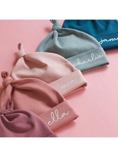 قبعة طفل مخصصة بعقدة قطعة واحدة ، قبعة طفل يمكن لكلا الجنسين ، هدية طفل ، هدية حفل استحمام الطفل ، قبعة حديث الولادة ، هدية طفل مخصصة