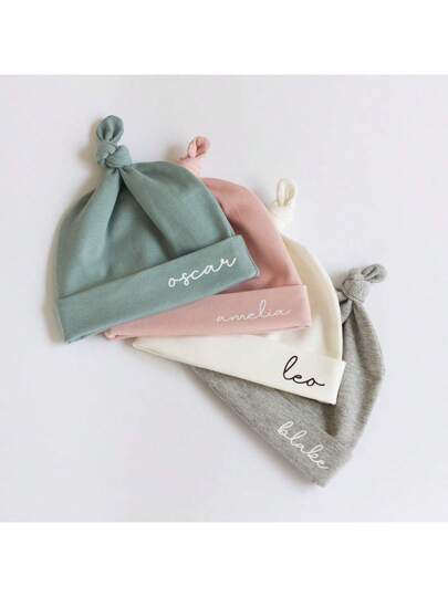 قبعة طفل مخصصة بعقدة قطعة واحدة ، قبعة طفل يمكن لكلا الجنسين ، هدية طفل ، هدية حفل استحمام الطفل ، قبعة حديث الولادة ، هدية طفل مخصصة