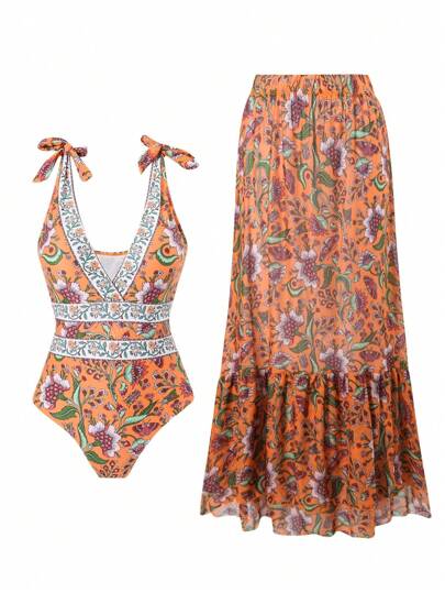 مايوه حريمي قطعة واحدة ملابس سباحة من قطعة واحدة مثيرة للنساء مع طقم الأوشحة، تعزز الصدر وتغطي البطن، أسلوب أوروبي وأمريكي للشاطئ/العطلات