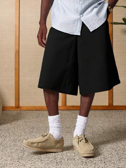 SUMWON شورت كاجوال صيفي بفتحة واسعة وقصة متجعدة أريحية وقابلة للتنفس، أسلوب كلاسيكي شيك للشارع والاستخدام اليومي