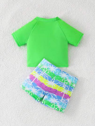 مايوه أولادي ملابس سباحة حول شجرة جوز الهند المطبوعة للأطفال الصبيان في العطلات