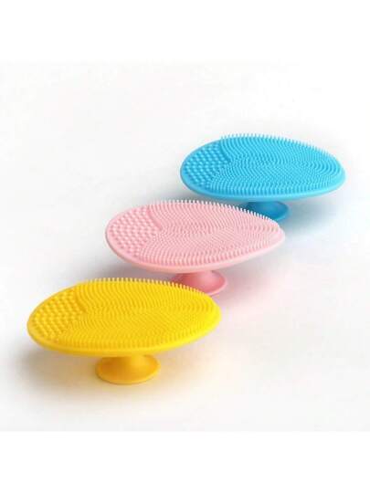 فرشاة الاستحمام السيليكون للأطفال، فرشاة تنظيف الوجه ذات كوب الشفط، ناعمة ولطيفة ، أداة نظافة رأس الرضيع المهتمة