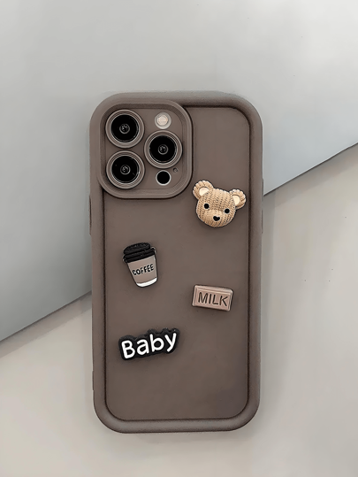 غطاء هاتف من القطيفة على شكل دب صغير، متوافق مع هواتف أبل آيفون 16/16 برو/16 برو ماكس، آيفون 15 الجديد، آيفون 14 برو/13/12/11 برو ماكس/X/XR، آيفون 14 بلس، آيفون 7/8، SE ، غطاء واقي من الصدمات؛ متوافق أيضًا مع هواتف سامسونج Galaxy A05/A05S/S20 FE/S24 Ultra