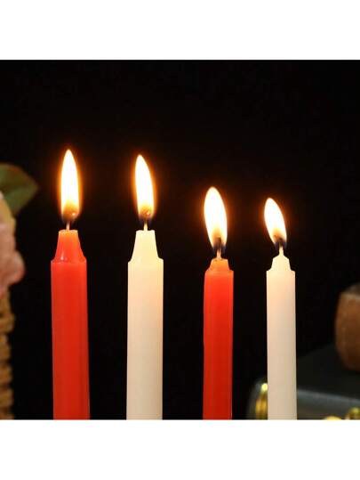 10 قطع شموع طوارئ حمراء وبيضاء، شموع أسطوانية طويلة خالية من الدخان للإضاءة أثناء انقطاع الكهرباء في المنزل، مناسبة للعشاء والحفلات وديكور أجواء البار