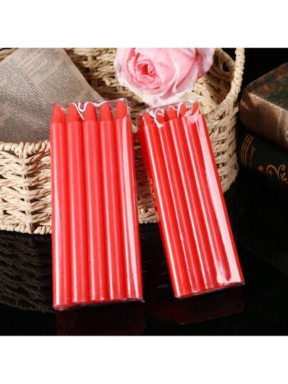 10 قطع شموع طوارئ حمراء وبيضاء، شموع أسطوانية طويلة خالية من الدخان للإضاءة أثناء انقطاع الكهرباء في المنزل، مناسبة للعشاء والحفلات وديكور أجواء البار