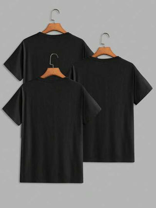 Manfinity ModaGents 3 حزمة تي شيرت قصير الأكمام مُحبك من القطن ذو لون أساسي مناسب للرجال في الاستخدام اليومي، للصيف