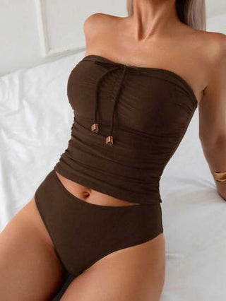 طقم تانكيني حريمي Swim Lushoire طقم تانكيني من موحد اللون بدون حمالات للشاطئ/المنتجعات