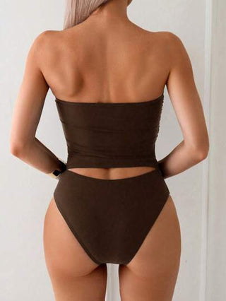 طقم تانكيني حريمي Swim Lushoire طقم تانكيني من موحد اللون بدون حمالات للشاطئ/المنتجعات