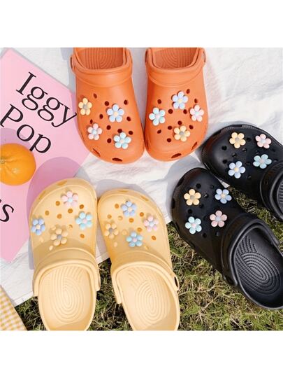 مجموعة من 8 قطع من زهور كاواييي مناسبة للملابس والأحذية للحديقة وإكسسوارات أحذية النساء