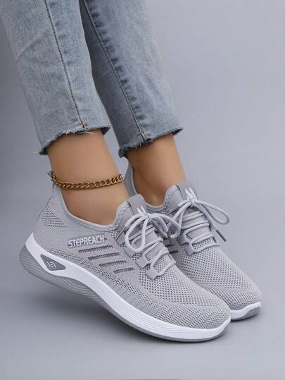 STEPREACH أحذية كاجوال ربيعية للنساء، أحذية رياضية، قماش شبكي منفذ للهواء مريح للعمل، أحذية قيادة، أحذية مسطحة مقاومة للانزلاق وللتآكل بربطة