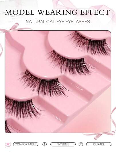 10 أزواج رموش مزيفة نصفية طبيعية المظهر رموش قطة العين ريشية نصف الرموش طبيعية البند الشفاف