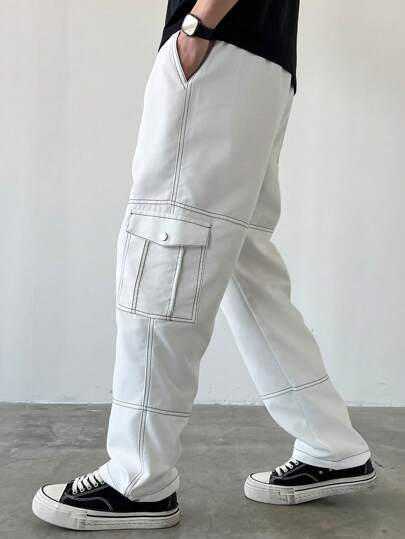 Manfinity EMRG سراويل كارجو رجالية الألوان السوداء والألوان المتباينة