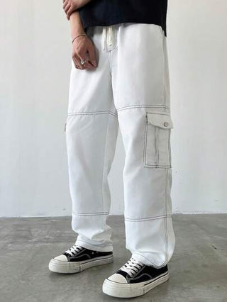 Manfinity EMRG سراويل كارجو رجالية الألوان السوداء والألوان المتباينة