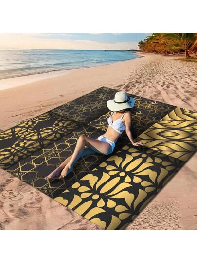 قطعة واحدة من "البقعة الزرقاء الخضراء التدريجية، نمط هندسي ببريشة ملونة، نمط هندسي متشابك أسود وذهبي، غرافيتي بأسلوب المحيط المثير، نمط زهري رائع" مصنوعة من مادة بوليستر 100% ، مقاومة للماء وسريعة التجفيف ، قابلة للغسيل في الغسالة ، وهي مناسبة جدًا...