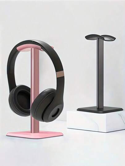 3 قطع حامل سماعات رأس من الألومنيوم الممتاز - حامل سماعات مكتبي رأسي، حامل أذن سطح المكتب من الألومنيوم، حامل سماعات رأس قوي ومنحني التصميم يناسب جميع سماعات الموسيقى - طراز كلاسيكي، متوفر باللون الأسود والأبيض والوردي