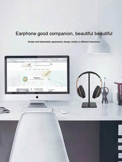 3 قطع حامل سماعات رأس من الألومنيوم الممتاز - حامل سماعات مكتبي رأسي، حامل أذن سطح المكتب من الألومنيوم، حامل سماعات رأس قوي ومنحني التصميم يناسب جميع سماعات الموسيقى - طراز كلاسيكي، متوفر باللون الأسود والأبيض والوردي