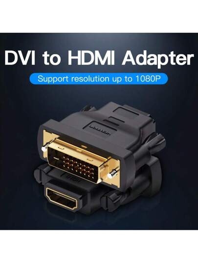 محول VENTION DVI (24+1)، إلى محول DVI (24+1) عالي الدقة، 1080 بكسل @ 60 هرتز، مناسب لأجهزة مثل أجهزة الكمبيوتر المكتبية، الحواسيب المحمولة، مربعات التلفزيون، التلفزيونات، أجهزة العرض، الشاشات