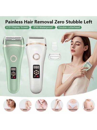 YTWO آلة إزالة الشعر الكهربائية ، بطارية 600 مللي أمبير ، قابلة للشحن عبر USB ، شاشة LED ، مناسبة للوجه والذراعين والساقين والمناطق الحساسة والبكيني ، لاستخدام جاف أو مبلل ، بدون ألم ، قابلة للغسل ، فكرة هدية ، خيارين للألوان