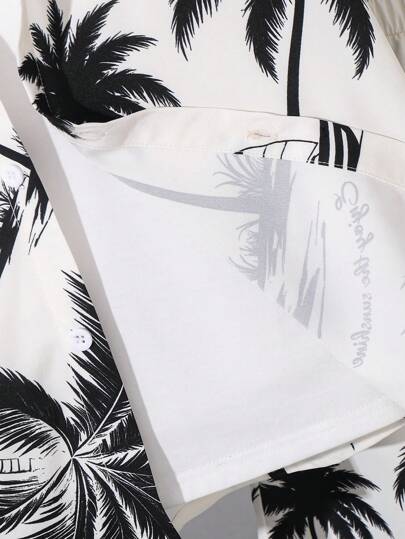 SHEIN مجموعة 2 قطعة من القميص الأزهار الهاواي والشورت بطراز كاجوال كوليج، مناسبة للمدرسة والتنقل والحياة اليومية والرياضة، للربيع والصيف