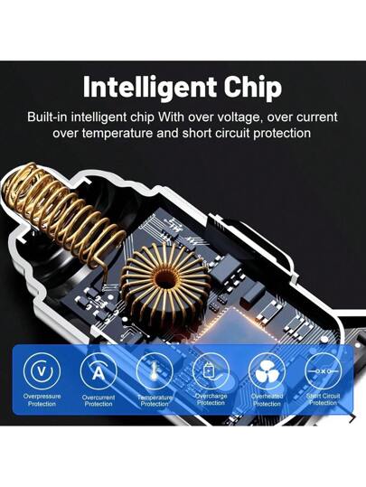 شاحن سيارة 100 وات متعدد المنافذ 6 في 1 مع شاشة عرض الجهد + كابل بيانات قابل للسحب 3 في 1 شحن سريع متوافق مع 16 برو ماكس/16 برو/16 بلس/16/15/14/13/12/11 ، S25/S24/S23/S22/S21/S20 الترا بلس، ملحقات السيارة