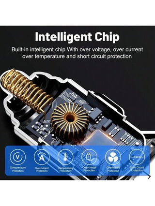 شاحن سيارة 100 وات متعدد المنافذ 6 في 1 مع شاشة عرض الجهد + كابل بيانات قابل للسحب 3 في 1 شحن سريع متوافق مع 16 برو ماكس/16 برو/16 بلس/16/15/14/13/12/11 ، S25/S24/S23/S22/S21/S20 الترا بلس، ملحقات السيارة