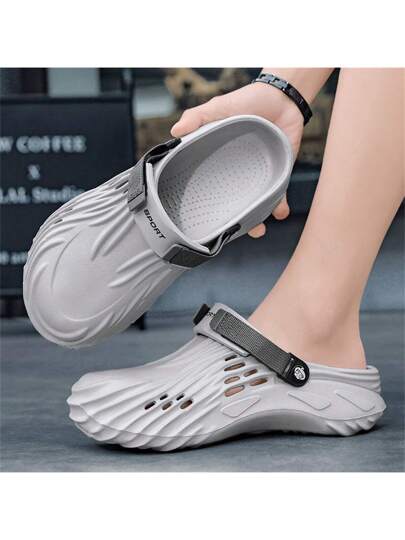 صنادل صيفية/ربيعية جديدة للرجال، منفذة للهواء وحرة الفتحات، خفيفة الوزن ومرنة للإنزلاق,أحذية شاطئ ذات لون واحد