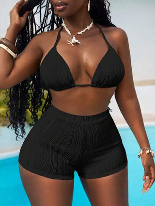 Slaydiva مجموعة بكيني مكونة من قطعتين، ملابس علوية مثلثية أنيقة وشورت، مثالية للسباحة والشاطئ