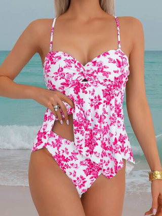 طقم تانكيني حريمي Swim Lushoire مجموعة بكيني نسائية من قطعتين للربيع، سترة علوية ذات حزام قابل للإزالة و تصميم ملتف وتنورة سفلية ناعمة، بتصميم أمامي مفرغ، مريحة وعادية للعطلات