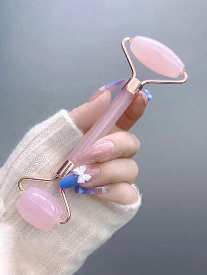 جهاز تدليك الوجه قطعتين/قطعة واحدة، أداة تدليك وردية مناسبة للتدليك الوجه للسيدات، أداة تدليك محمولة وصغيرة الحجم لتجميل السيدات