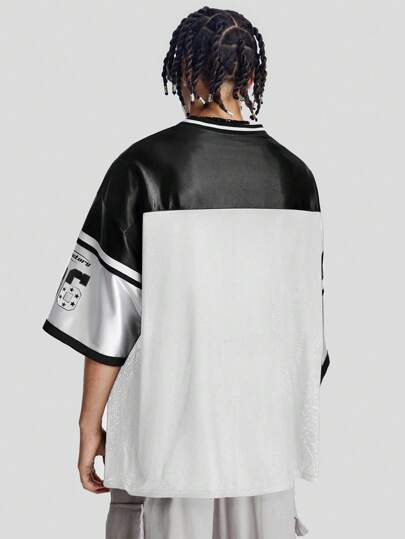 AXEPEAK قميص T الحياكي بأكمام قصيرة وياقة V رخو مطبوع بالنمل، مناسب للصيف والمدارس وأنماط الملابس الشارعية