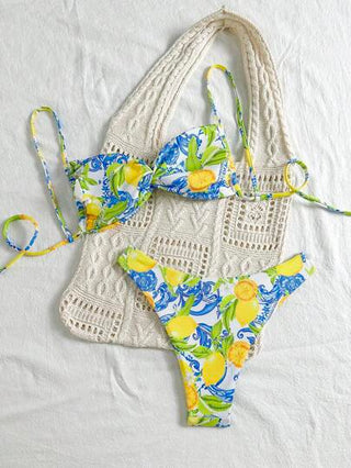 Swim Mod بكيني نسائي مثير ذو طبعة فواكه صيفية ومجدول
