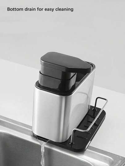 قطعة واحدة منصة تخزين موزع الصابون لحوض المطبخ، حامل إسفنج 3 في 1 لحوض المطبخ، منظم حوض المطبخ من الفولاذ المقاوم للصدأ، رف تصريف الأطباق، صابون غسل الأطباق، فرشاة تنظيف، إسفنجة،كرة تنظيف، رف تخزين الأدوات والفرش المطبخ، عيد الأم