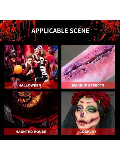 Ytruns 2 قطعة دم صناعي واقعي لمكياج الهالوين - بخاخ دم صناعي وقطرات دم، عبوة 1.76 أونصة، واقعي، قابل للغسيل لتأثيرات مخصصة لزومبي وبهلوان ووحش