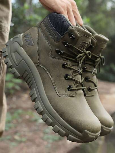 بوت تكتيكية عسكرية مقاومة للماء للرجال عالية الكاحل ، بوت دبابات من الجلد ، بوت походная خفيفة مضادة للانزلاق ، كاجوال