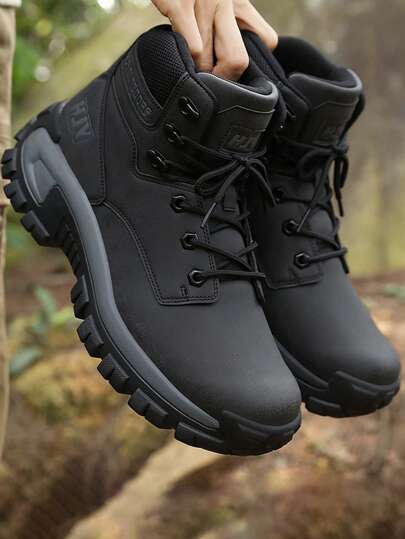 بوت جلدية للرجال عالية الكاحل، مضادة للماء، عسكرية تكتيكية للعمل، بوت دبابات للدراجات النارية، خفيفة الوزن، مضادة للانزلاق، بوت تنزه عادية