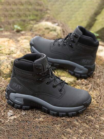 بوت جلدية للرجال عالية الكاحل، مضادة للماء، عسكرية تكتيكية للعمل، بوت دبابات للدراجات النارية، خفيفة الوزن، مضادة للانزلاق، بوت تنزه عادية