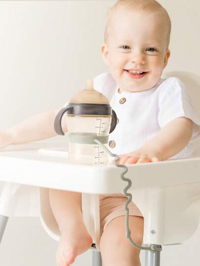 2 قطعة حبل سيليكون مانع للسقوط لزجاجات الأطفال، حزام سلامة قابل للتعديل للعب الأطفال، مناسب للعربة، مقعد السيارة، الكرسي العالي