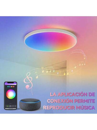 CANMEIJIA مصباح سقف ذكي 24 وات، بتحكم بتطبيق تويا المحمول، ضوء RGB جهاز تحكم عن بعد، مناسب للمنزل/غرفة المعيشة/غرفة النوم/غرفة الموسيقى/المكتب/المطبخ/الحمام/خزانة/المسرح/قاعة المعارض/المتجر/المعرض/الممر/غرفة الطعام/محل الملابس /البار/الاستوديو